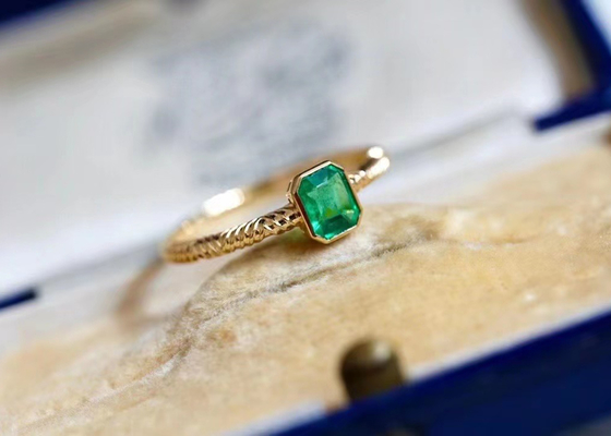 0.51ct Emerald Ring verde naturale, 18K oro Diamond Ring per nozze