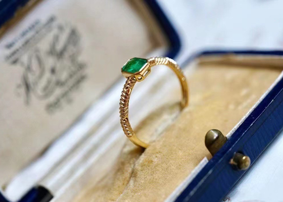 0.51ct Emerald Ring verde naturale, 18K oro Diamond Ring per nozze