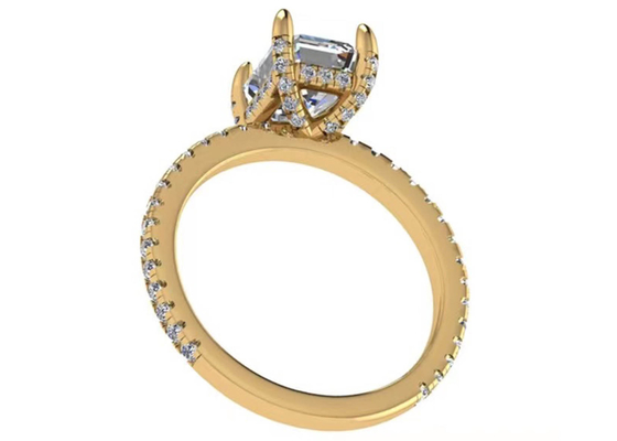 OEM naturale del diamante di dimensione di Emerald Cut 18K Rose Gold Ring Wiith 7.58×5.83mm
