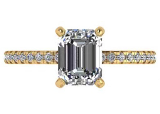 OEM naturale del diamante di dimensione di Emerald Cut 18K Rose Gold Ring Wiith 7.58×5.83mm