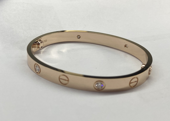 oDM naturale di Diamond Love Bracelet dei gioielli dell'oro solido di 0.42ct 38.05g 18K