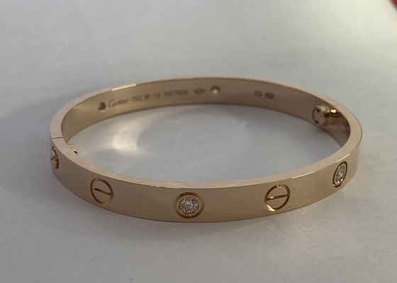 oDM naturale di Diamond Love Bracelet dei gioielli dell'oro solido di 0.42ct 38.05g 18K