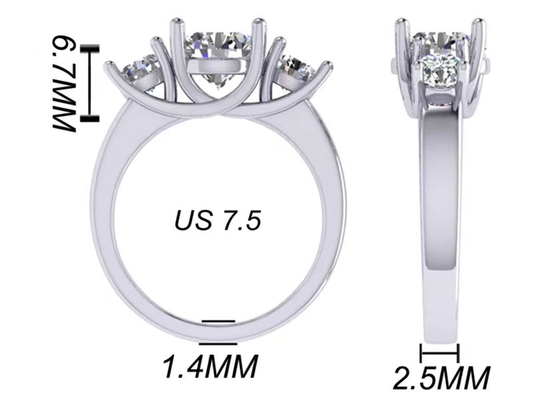 Il colore dell'oro bianco dei gioielli dell'oro solido del taglio rotondo 14k ha placcato 2.21g il peso 8.4×5.05mm