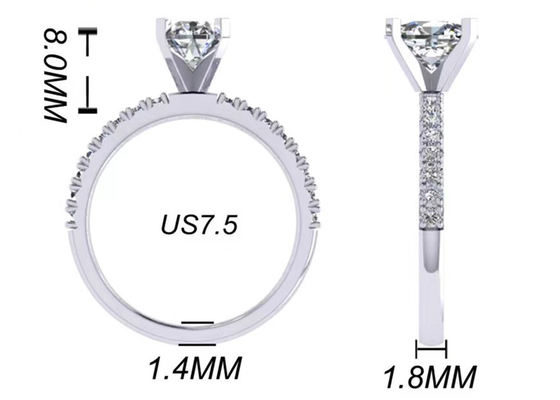 Dimensione ovale del peso OV8×6MM di Diamond Ring 2.45g di carati del taglio rotondo 1,5 per l'impegno