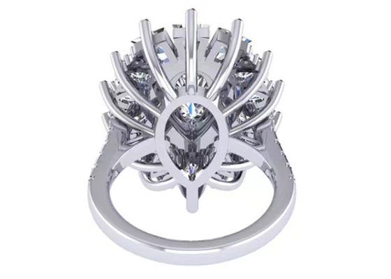 il colore classico di Diamond Engagement Ring White Gold di alone di 1.5ct 49pcs ha placcato il ODM