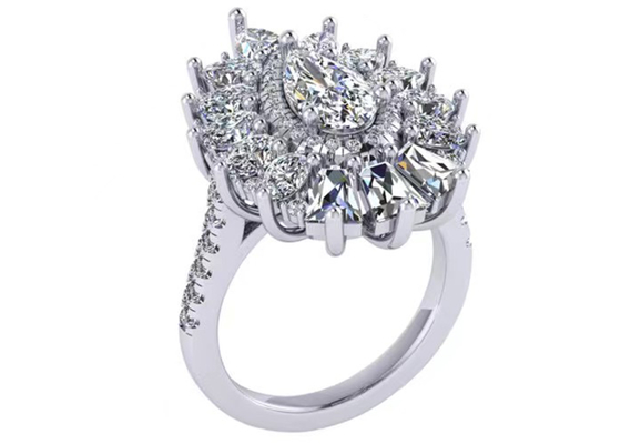 il colore classico di Diamond Engagement Ring White Gold di alone di 1.5ct 49pcs ha placcato il ODM
