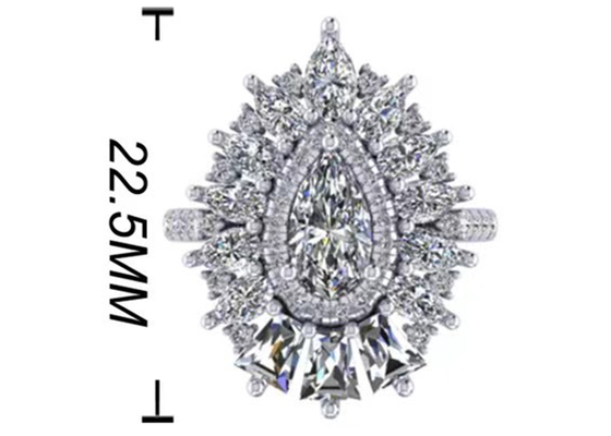 il colore classico di Diamond Engagement Ring White Gold di alone di 1.5ct 49pcs ha placcato il ODM