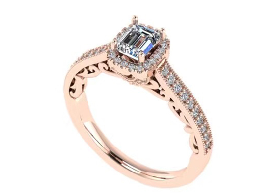 i gioielli dell'oro solido di 0.8ct 14K, sono aumentato anello di fidanzamento dell'oro hanno messo RA5.6×4.5MM