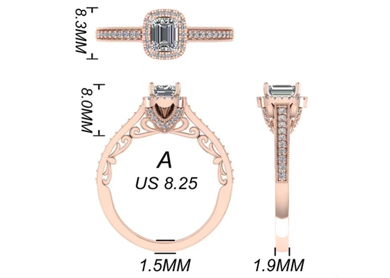 i gioielli dell'oro solido di 0.8ct 14K, sono aumentato anello di fidanzamento dell'oro hanno messo RA5.6×4.5MM