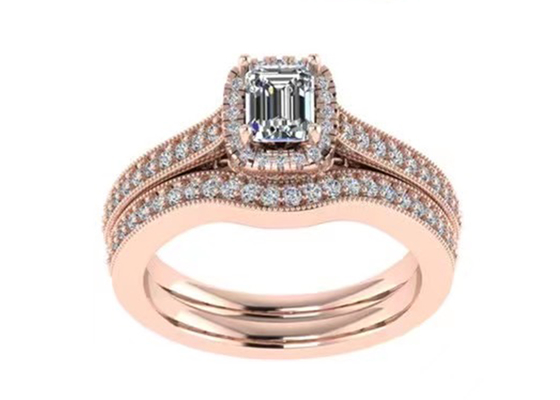 i gioielli dell'oro solido di 0.8ct 14K, sono aumentato anello di fidanzamento dell'oro hanno messo RA5.6×4.5MM