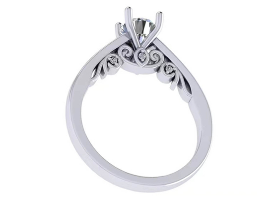 Artiglio che mette la fede nuziale dell'oro bianco 18k, taglio brillante rotondo Diamond Ring del GIA 5.35mm