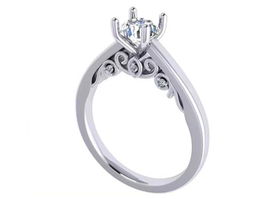 Artiglio che mette la fede nuziale dell'oro bianco 18k, taglio brillante rotondo Diamond Ring del GIA 5.35mm