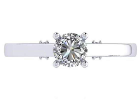 Artiglio che mette la fede nuziale dell'oro bianco 18k, taglio brillante rotondo Diamond Ring del GIA 5.35mm
