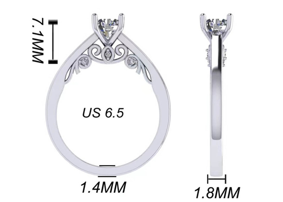 Artiglio che mette la fede nuziale dell'oro bianco 18k, taglio brillante rotondo Diamond Ring del GIA 5.35mm