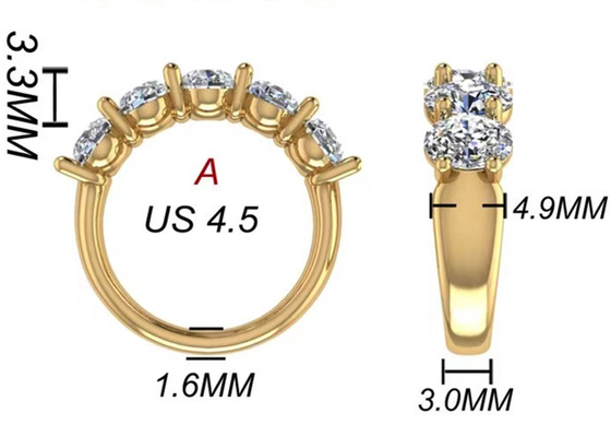 Dimensione ovale del diamante 18K Rose Gold Ring 6.43x 4.7x 3.03mm per l'anniversario