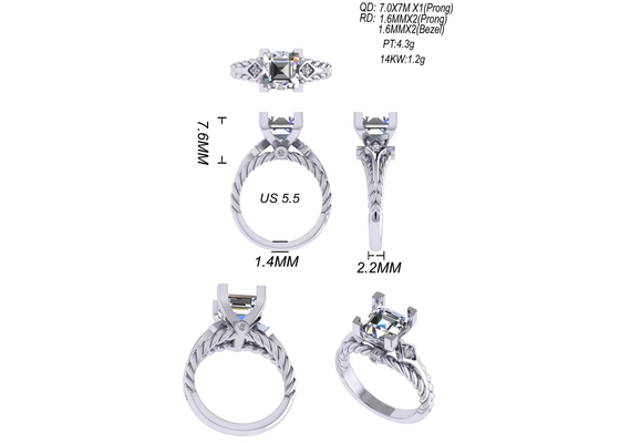 Principessa Cut dell'oro di Moissanite Diamond Gemstone Promise Rings 14K