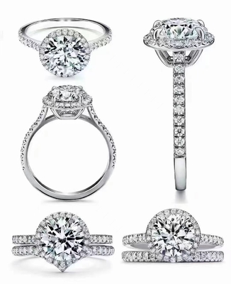 Gioielli dell'oro solido del taglio rotondo 14K, 49pcs Diamond Engagement Ring Sets