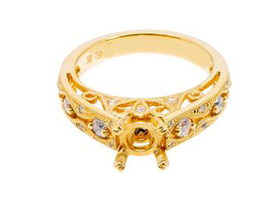 materiale dell'oro giallo dell'anello 18K di 6pcs 0.07ct Diamond Semi Mount Jewelry