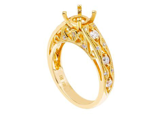materiale dell'oro giallo dell'anello 18K di 6pcs 0.07ct Diamond Semi Mount Jewelry