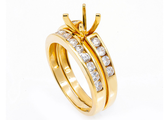 Anelli di fidanzamento 5.23g dell'oro giallo del supporto 14k dei semi con il diamante naturale di 1.8mm