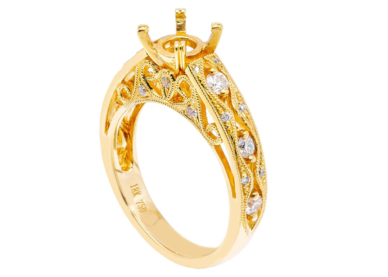 materiale dell'oro giallo dell'anello 18K di 6pcs 0.07ct Diamond Semi Mount Jewelry