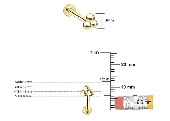 diametro perforante 1.3MM 14pcs 0.126ct degli orecchini dei gioielli dell'anti del Tragus 16G ente dell'oro