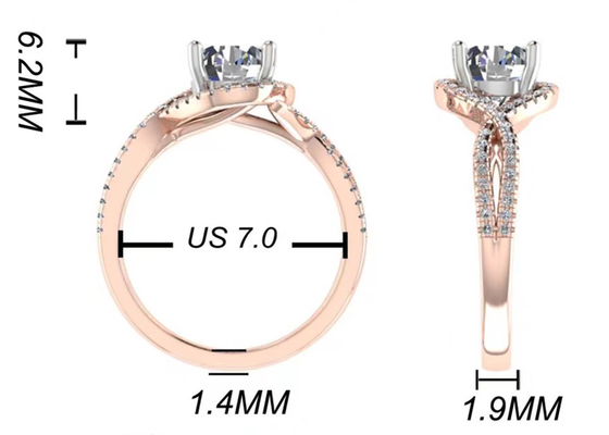 Chiarezza di media del taglio rotondo 18K Rose Gold Ring For Engagement S11 SI2 VS1