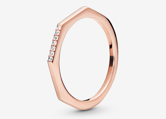 Rose Gold Clicker complessa, dimensione reale degli anelli di fidanzamento 1.2mm×8mm del diamante