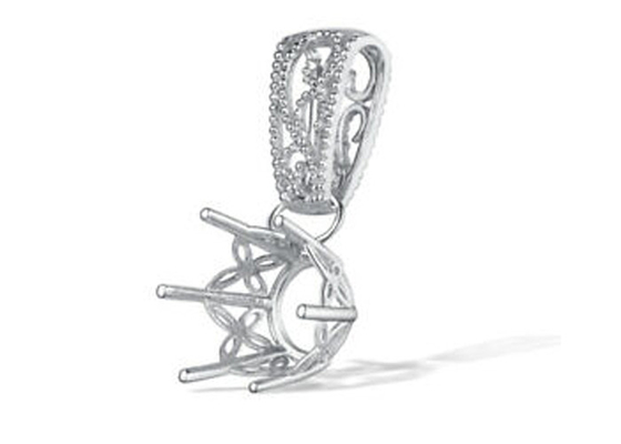 regolazioni del pendente del supporto dei semi 2.3g, 18k oro bianco Diamond Pendant 4pcs 0.1ct