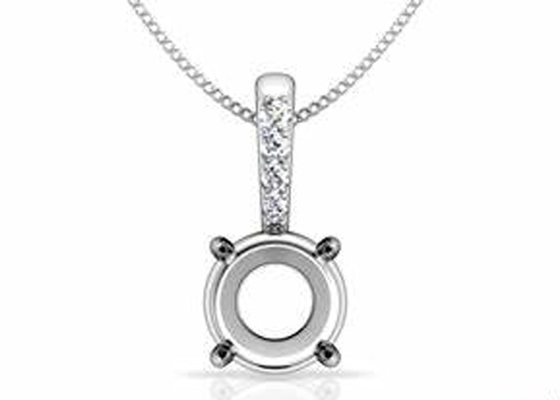 regolazioni del pendente del supporto dei semi 2.3g, 18k oro bianco Diamond Pendant 4pcs 0.1ct