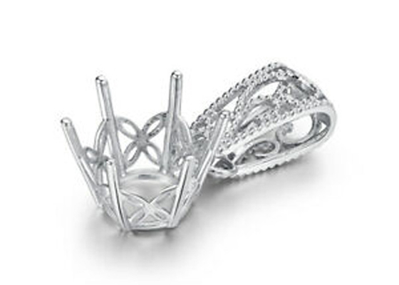 regolazioni del pendente del supporto dei semi 2.3g, 18k oro bianco Diamond Pendant 4pcs 0.1ct