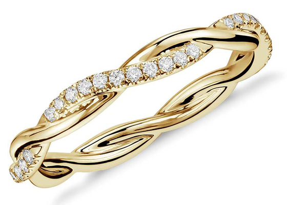 artiglio di dimensione della banda dei gioielli 3.8mm-4.3mm dell'oro giallo di collegamento 14K di torsione 0.44ct che mette tipo