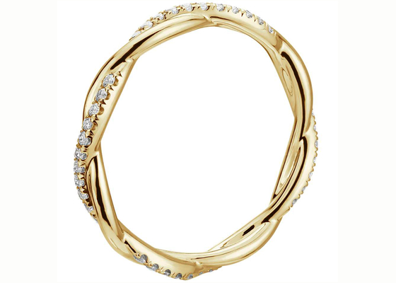 artiglio di dimensione della banda dei gioielli 3.8mm-4.3mm dell'oro giallo di collegamento 14K di torsione 0.44ct che mette tipo