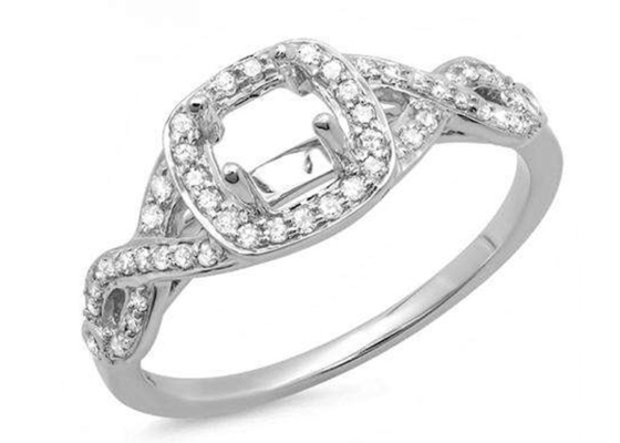 gli anelli di supporto dei semi dell'oro bianco 14k di 0.38ct 1.3mm attenuano il taglio per il compleanno