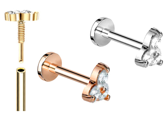 Dimensione perforante di forma 5mm 8mm 10mm del bilanciere dell'orecchino dei gioielli del corpo dell'oro dell'elica