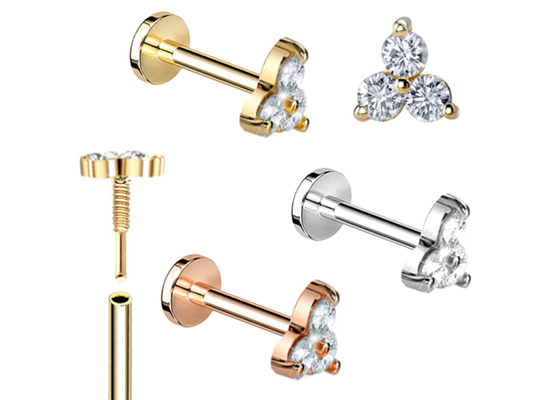 Dimensione perforante di forma 5mm 8mm 10mm del bilanciere dell'orecchino dei gioielli del corpo dell'oro dell'elica