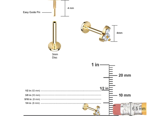 Dimensione perforante di forma 5mm 8mm 10mm del bilanciere dell'orecchino dei gioielli del corpo dell'oro dell'elica