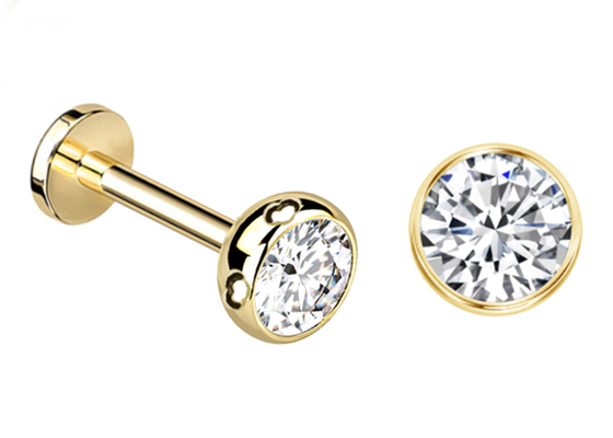 Gli orecchini sterili dei gioielli di piercing del corpo dell'oro avvitano il diametro 3×3mm di stile