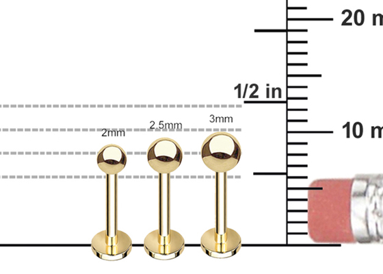 Orecchini della cartilagine dell'oro dell'OEM 14k, lunghezza dell'orecchino 5mm 8mm 10mm di piercing del corpo