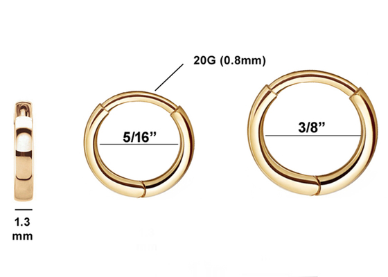 Orecchini del cerchio di Huggie dell'oro del ODM, OEM rotondo classico degli orecchini del perno della cartilagine