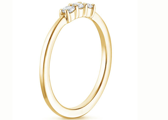 Gioielli dell'oro giallo 14K di dimensione 3mm della pietra, 3 impegno di pietra Ring Claw Setting Type
