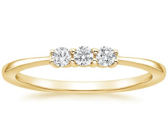 Gioielli dell'oro giallo 14K di dimensione 3mm della pietra, 3 impegno di pietra Ring Claw Setting Type