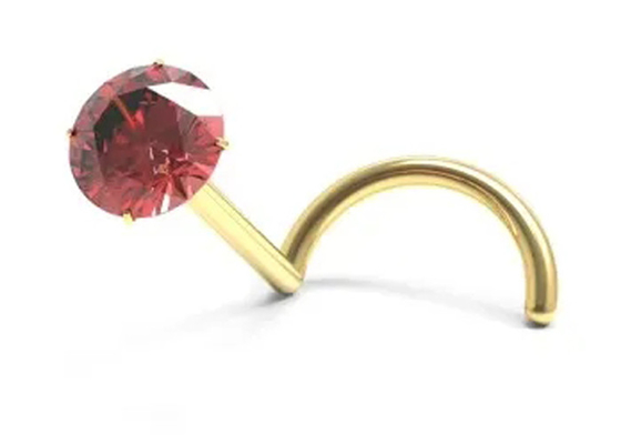 Piercing del naso dell'oro della vite 18K con 1.5mm-3mm Garnet Stone naturale