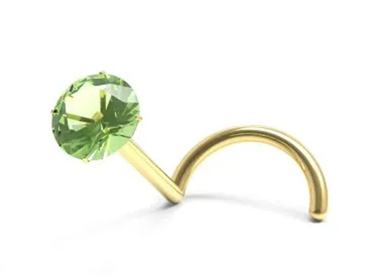 Piercing del naso dell'oro della vite 18K con 1.5mm-3mm Garnet Stone naturale