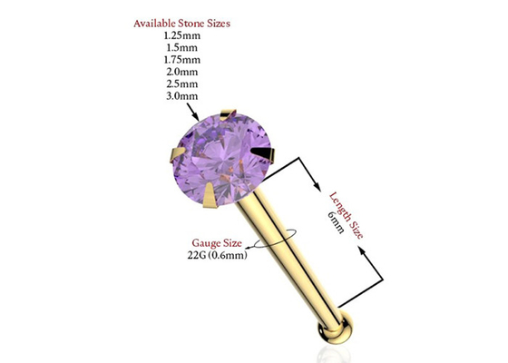 naso dell'oro 18K di 1.25-3.0mm che perfora il ODM dell'OEM con la pietra naturale
