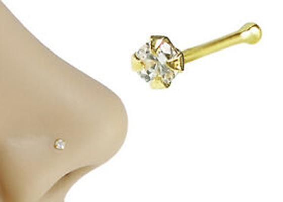 naso dell'oro 18K di 1.25-3.0mm che perfora il ODM dell'OEM con la pietra naturale