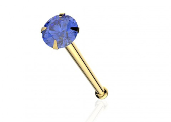 naso dell'oro 18K di 1.25-3.0mm che perfora il ODM dell'OEM con la pietra naturale