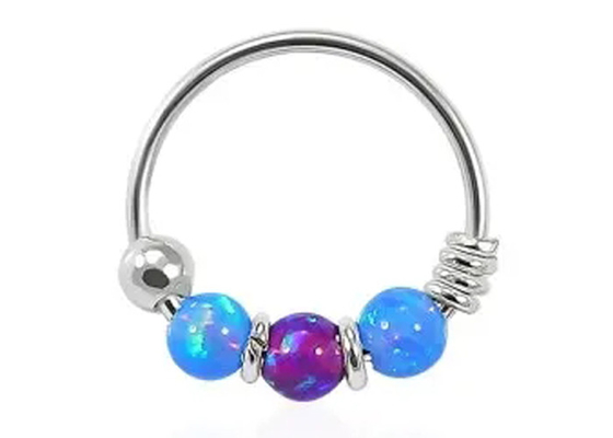 Piercing del naso del cerchio del diametro 8mm, naso Ring With dell'oro bianco 3 pezzi del ODM di Opal Stones