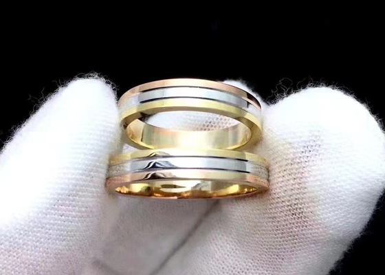 Anello di oro di colore della regolazione 3 del forcone, ODM dell'OEM della banda di nozze dell'oro 18k