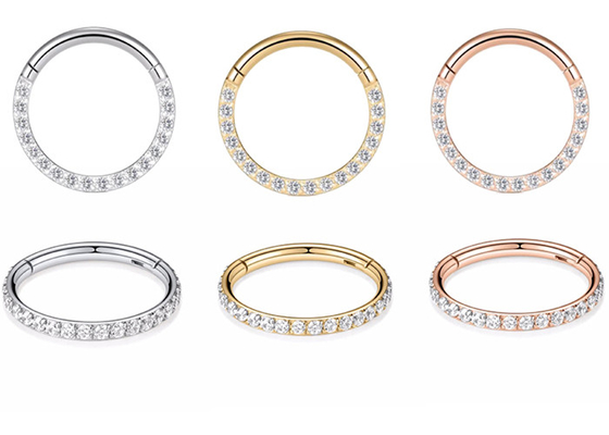 Perno del naso dell'oro 18k del diametro 9mm 11mm, diamanti naturali di Ring Piercing With 0.14ct del naso